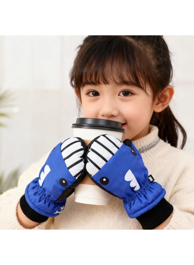 IZUS Toddler Water-Repellent Mittens Shark Full-Finger-Gloves Winter Warm Snowboarding-Skiing Gloves for Kids 4-8T, Blue for 4-8t, Fit for 4T-8T - Image 2