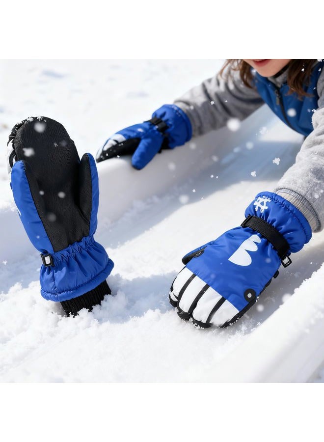 IZUS Toddler Water-Repellent Mittens Shark Full-Finger-Gloves Winter Warm Snowboarding-Skiing Gloves for Kids 4-8T, Blue for 4-8t, Fit for 4T-8T - Image 4