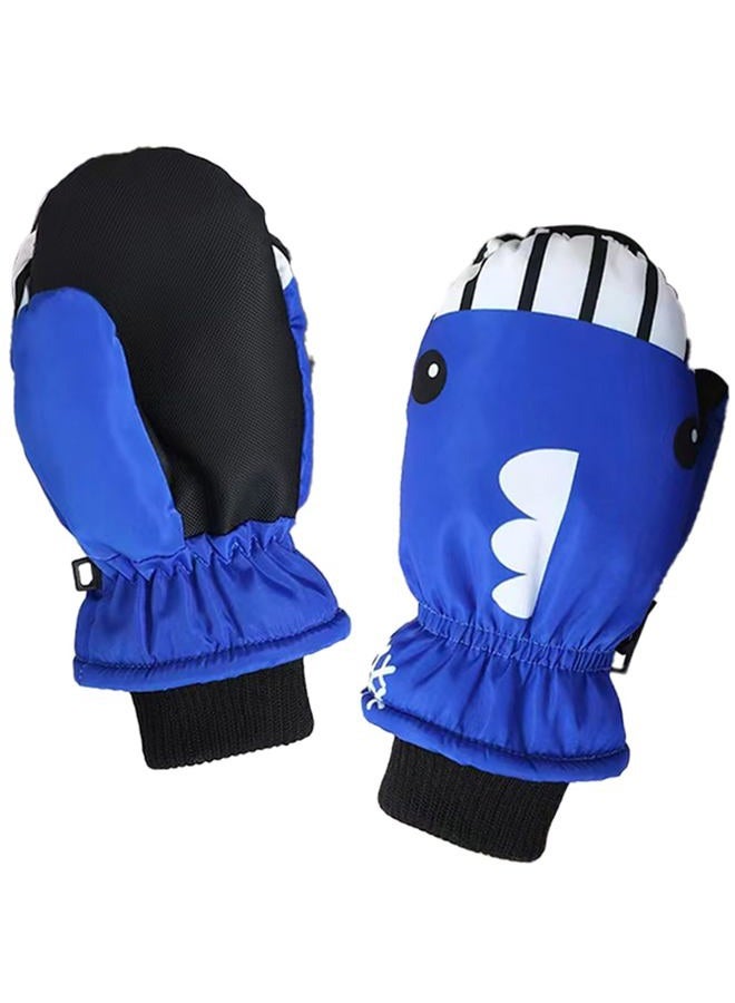 IZUS Toddler Water-Repellent Mittens Shark Full-Finger-Gloves Winter Warm Snowboarding-Skiing Gloves for Kids 4-8T, Blue for 4-8t, Fit for 4T-8T - Image 1