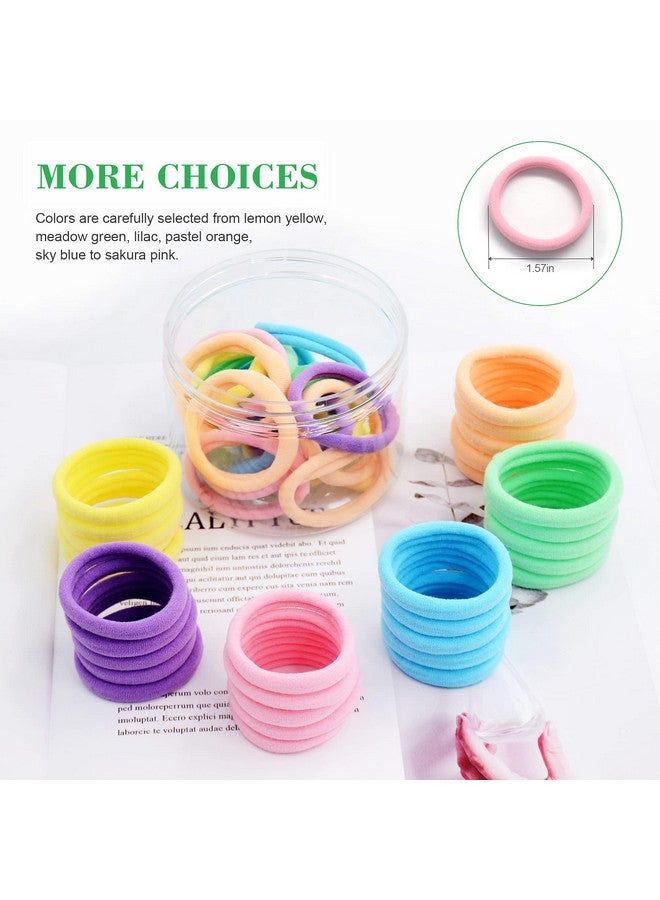 CHIROGRAPHY Cotton Blend Hair Bands for Women and Girls | Rainbow Color Elastic Ponytail Holders | Hair Bands for Curly & Thick Hair (48 Pcs, Multicolor) - Image 3
