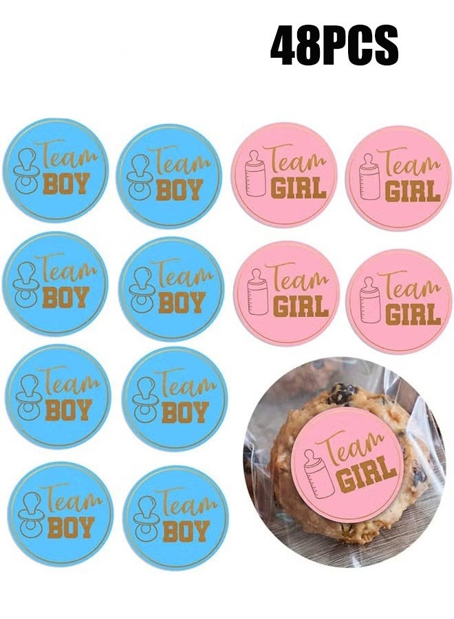 واي جيه 48 ملصقا للكشف عن نوع الجنس لدعوات الحزب وألعاب التصويت ملصقات الفريق أو الفتيات للكشف عن الأحزاب ملصقات استحمام الأطفال ملصقات الزينة (سهلة التقشير والعصا) - Image 1