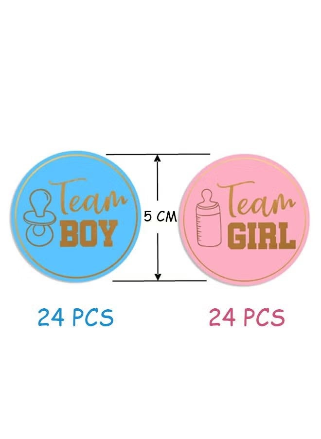 واي جيه 48 ملصقا للكشف عن نوع الجنس لدعوات الحزب وألعاب التصويت ملصقات الفريق أو الفتيات للكشف عن الأحزاب ملصقات استحمام الأطفال ملصقات الزينة (سهلة التقشير والعصا) - Image 2