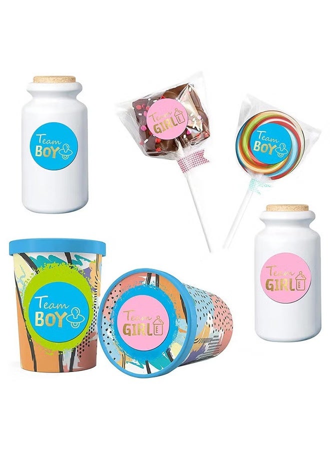 واي جيه 48 ملصقا للكشف عن نوع الجنس لدعوات الحزب وألعاب التصويت ملصقات الفريق أو الفتيات للكشف عن الأحزاب ملصقات استحمام الأطفال ملصقات الزينة (سهلة التقشير والعصا) - Image 3