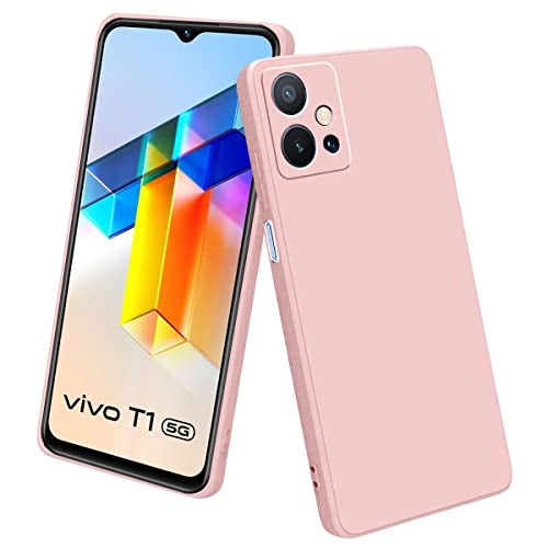 LIRAMARK Silicone Soft Back Cover Case for Vivo T1 5G / Vivo Y75 5G / iQOO Z6 5G / Vivo Y55 5G (Silicone Pink) - Image 1