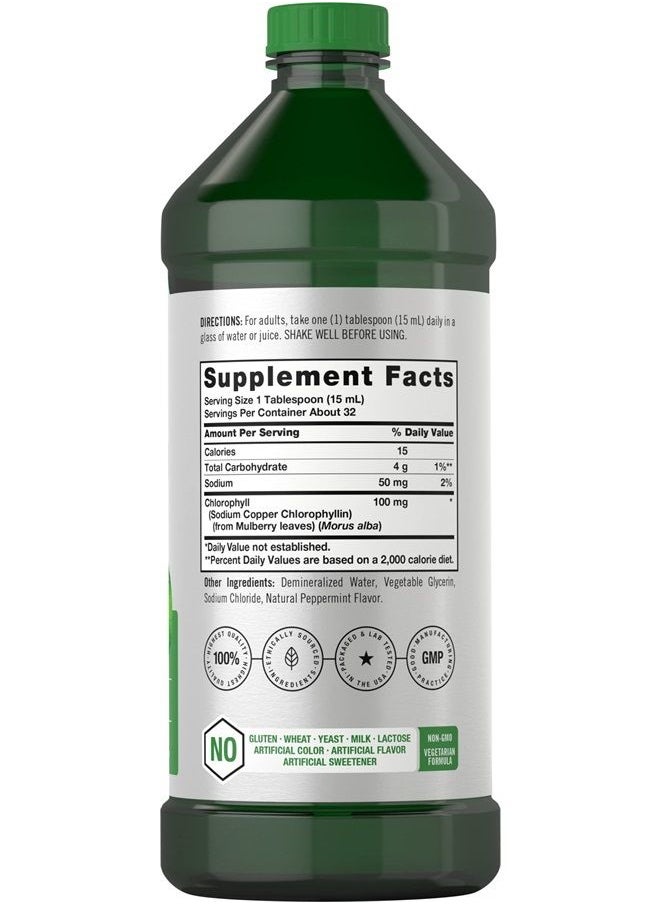 Horbäach - Chlorophyll Liquid Drops 100mg | 32 oz (2 x 16 oz Bottles) | Natural Peppermint Flavor | Vegetarian, Non-GMO, and Gluten Free Formula | by Horbaach - Image 1