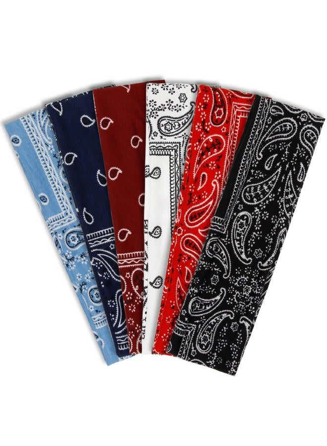 TERSE Paisely Headbands for Women Short Hair Bandana Headbands Non Slip Elastic Sweat Hairbands Soft Fabric Workout Yoga Running Sport Thin Hair Wrap for Girls - Image 1