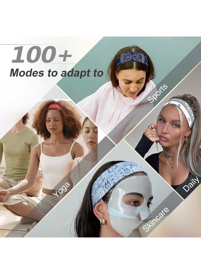 TERSE Paisely Headbands for Women Short Hair Bandana Headbands Non Slip Elastic Sweat Hairbands Soft Fabric Workout Yoga Running Sport Thin Hair Wrap for Girls - Image 5