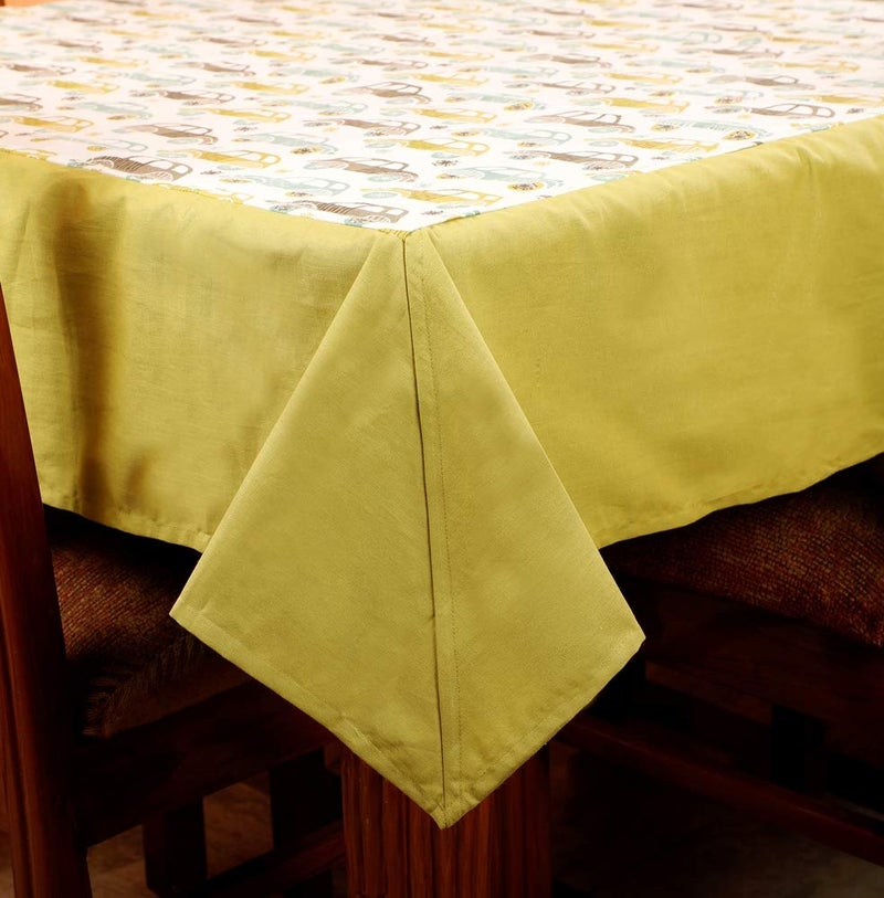 Dekor World Car Printed Green Table Cover (Pack of 1) 150X150 Cm / 60X60 Inches 4 Seater Dinning Table - Image 4