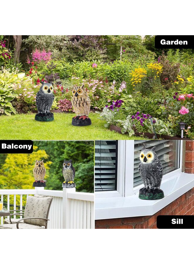 3 قطع من طُعم البومة المزيفة لإخافة الطيور، طُعم بومة واقعي مقاس 15.7 بوصة لإخافة الطيور، الراكون، السناجب، الحمام، منحوتة بلاستيكية طاردة للطيور، ديكور حديقة للفناء، الحديقة، الفناء - Image 5