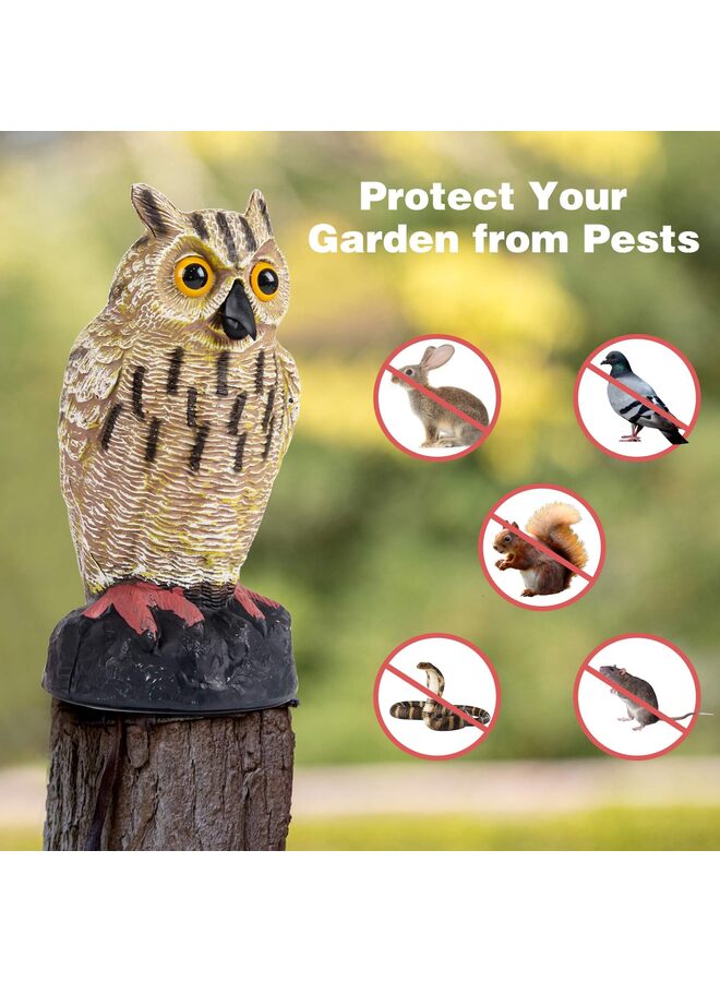 3 قطع من طُعم البومة المزيفة لإخافة الطيور، طُعم بومة واقعي مقاس 15.7 بوصة لإخافة الطيور، الراكون، السناجب، الحمام، منحوتة بلاستيكية طاردة للطيور، ديكور حديقة للفناء، الحديقة، الفناء - Image 2