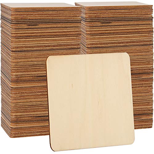 ZEONHAK 150 Pack Unfinished Wood Squares 4 x 4 Inch Blank Wooden Tiles Square Wood Slices Sheets Square Wood Cutouts for Painting DIY Craft Decor