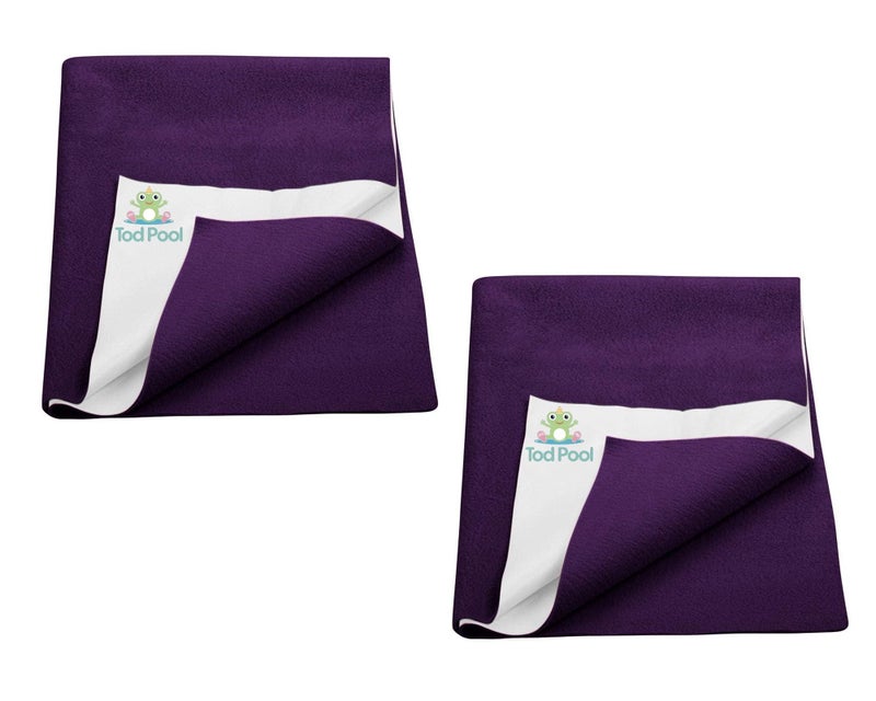 Tod PooL حامي سرير تواد بول القابل للتنفس | فليس مضاد للتكتل عالي الامتصاص قابل للغسل | ورقة مقاومة للماء سريعة الجفاف | ورقة حامي سرير للأطفال والبالغين (2، برقوق، متوسط (70x100 سم)) - Image 1