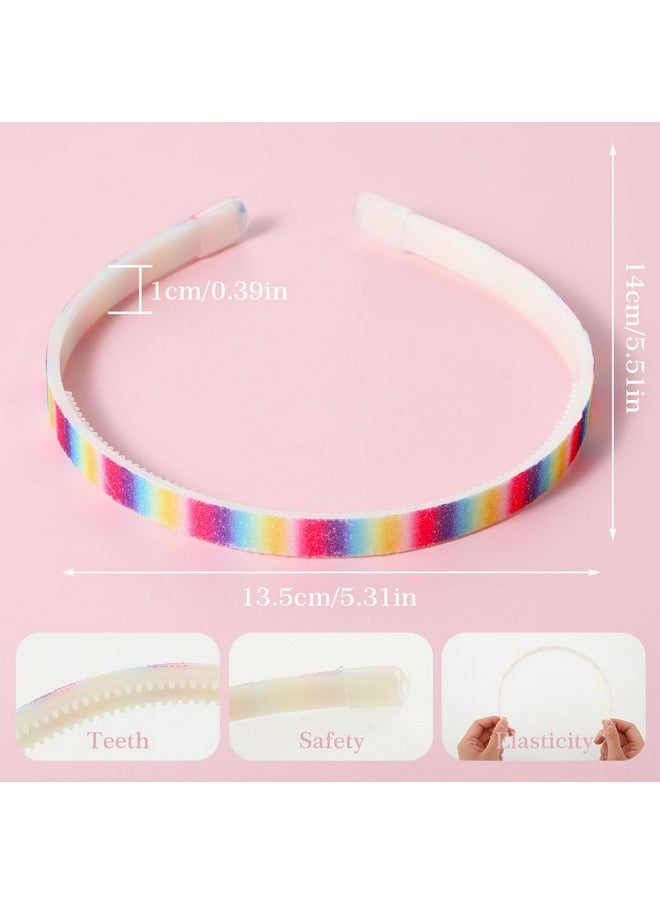 WLLHYF - Glitter Headband 4Pcs Plastic Sparkly Cute Non Slip Chunky Hairbands Thick Bling Confetti Rainbow Hair Bands With Teeth Little Girls Colorful Hair Accessories - Image 1