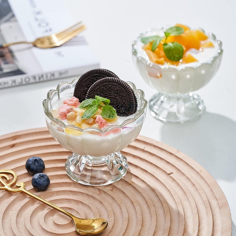 HEIP HEIP 120ML Ice Cream Glasses Cups Dishes for Desserts MilkshakeFruit and Pudding Glass Serving Bowls Perfect for Home Restaurants and Parties Dishwasher Safe SAT of 6 Ice Cream Cupsv  - Image 4