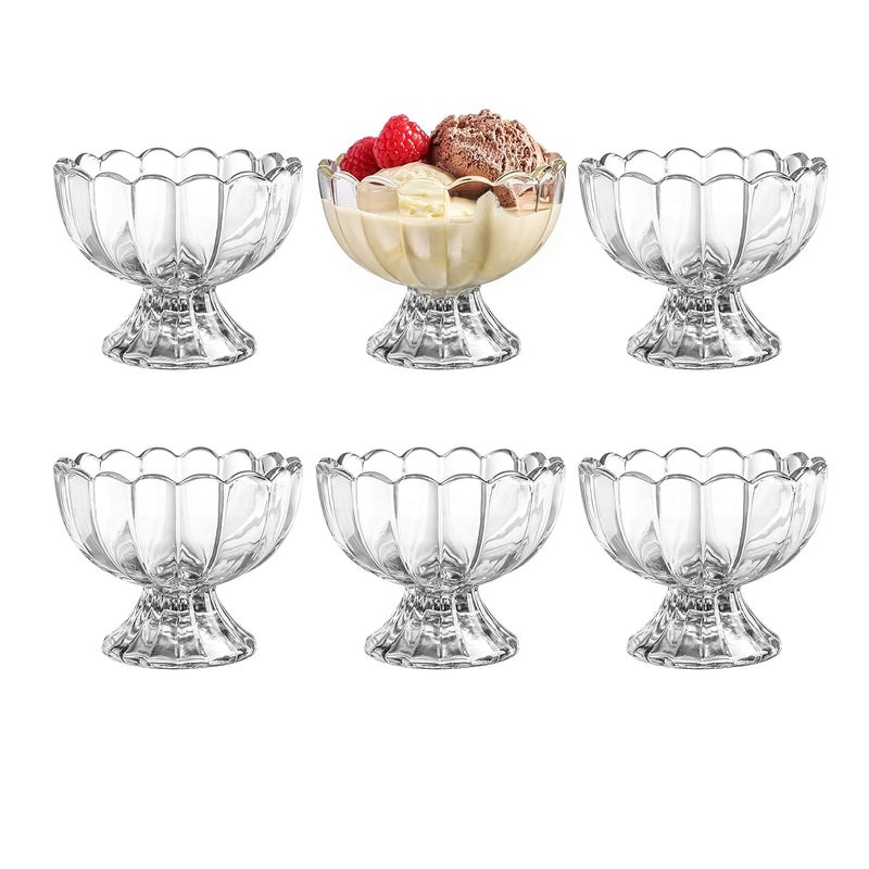 HEIP HEIP 120ML Ice Cream Glasses Cups Dishes for Desserts MilkshakeFruit and Pudding Glass Serving Bowls Perfect for Home Restaurants and Parties Dishwasher Safe SAT of 6 Ice Cream Cupsv  - Image 1