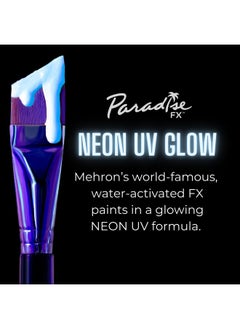 ميهرون طلاء الوجه والجسم Paradise Fx Neon Uv Glow | طلاء احترافي تفاعلي بالضوء الأسود المنشط بالماء | Raves & Halloween Fx | عبوة قابلة لإعادة التعبئة 0.25 أونصة (7 جرام) (مادة داكنة - نيون شفاف/أزرق Uv)  - Image 2