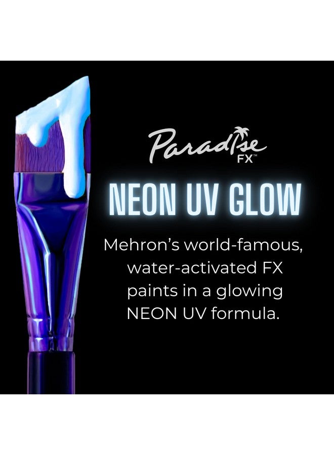 ميهرون طلاء الوجه والجسم Paradise Fx Neon Uv Glow | طلاء احترافي تفاعلي بالضوء الأسود المنشط بالماء | Raves & Halloween Fx | عبوة قابلة لإعادة التعبئة 0.25 أونصة (7 جرام) (مادة داكنة - نيون شفاف/أزرق Uv) - Image 2