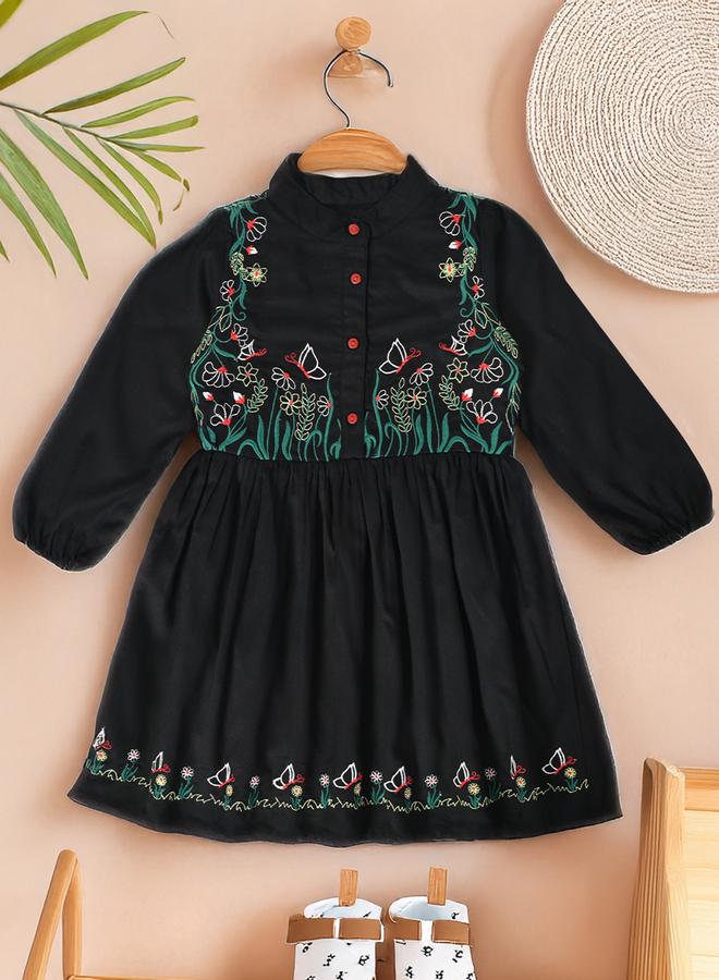 BELLA MODA Embroidered A-Line Dress - Image 1