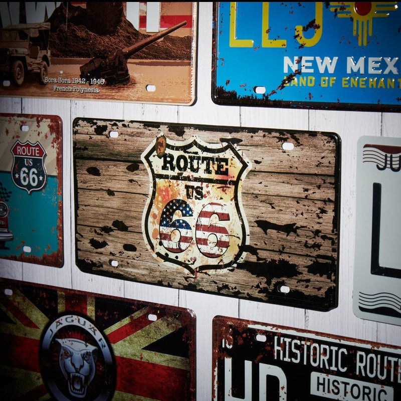Eazywagon Route US 66 Wood Multipurpose Metal Signs - License Wall Plate, Decorative Car Tag - Ideal for Cafe, Restaurant, Shop, Home, Hotel, Club, Office, Living Area - Image 2