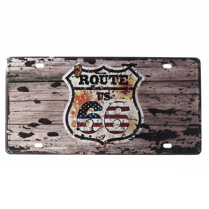 Eazywagon Route US 66 Wood Multipurpose Metal Signs - License Wall Plate, Decorative Car Tag - Ideal for Cafe, Restaurant, Shop, Home, Hotel, Club, Office, Living Area - Image 1