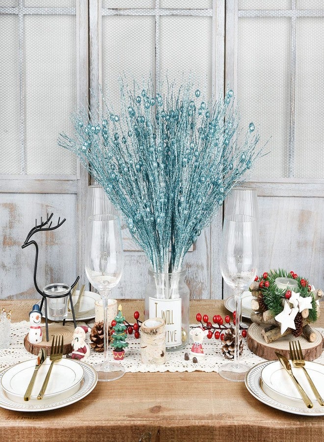 مجموعة Lvydec من 22 قطعة من أغصان التوت اللامعة لعيد الميلاد، 17 بوصة، أغصان صناعية لتزيين شجرة عيد الميلاد، إكليل عيد الميلاد، الحرف اليدوية، ديكور العطلات والمنزل (أزرق) - Image 4