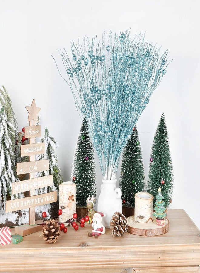 مجموعة Lvydec من 22 قطعة من أغصان التوت اللامعة لعيد الميلاد، 17 بوصة، أغصان صناعية لتزيين شجرة عيد الميلاد، إكليل عيد الميلاد، الحرف اليدوية، ديكور العطلات والمنزل (أزرق) - Image 3