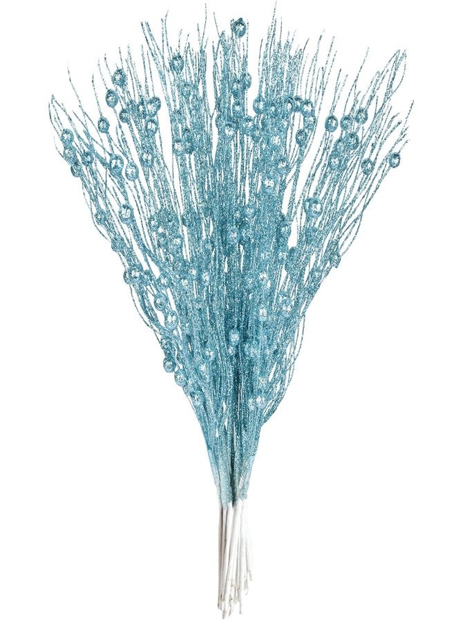 مجموعة Lvydec من 22 قطعة من أغصان التوت اللامعة لعيد الميلاد، 17 بوصة، أغصان صناعية لتزيين شجرة عيد الميلاد، إكليل عيد الميلاد، الحرف اليدوية، ديكور العطلات والمنزل (أزرق) - Image 1