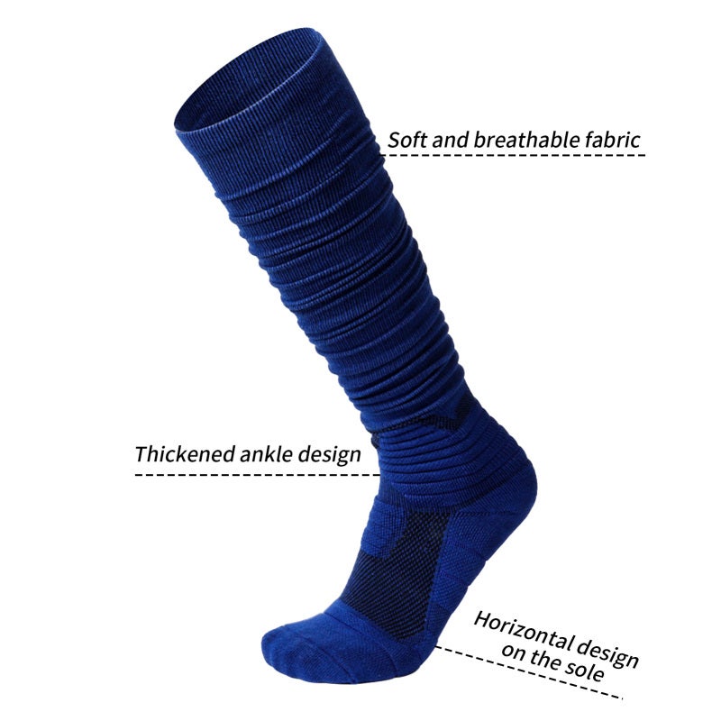 Scrunch Football Socks: Blue S/M (38-42) Breathable Sweat-Wicking Knee High Socks - Compression Support Rugby Socks for Football Rugby Volleyball And Other Sports - Image 3