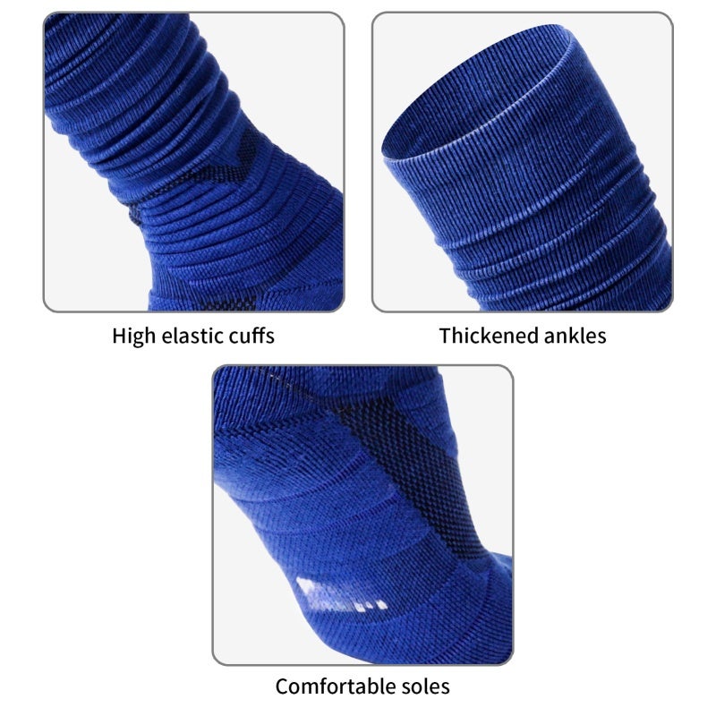 Scrunch Football Socks: Blue S/M (38-42) Breathable Sweat-Wicking Knee High Socks - Compression Support Rugby Socks for Football Rugby Volleyball And Other Sports - Image 4