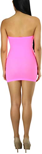 ToBeInStyle Women’s Sexy Novelty Sheer Strapless Slip Dress - Neonpink - Image 2
