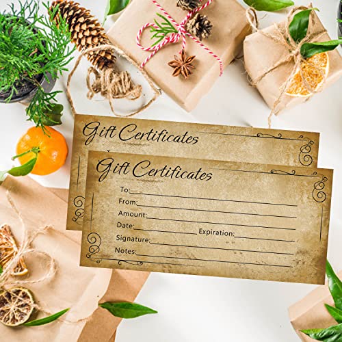 JINMIKEJI 50 Pcs Blank Gift Certificates Cards Generic Certificate Vouchers Cards for Business, Beauty Salon, Restaurant, Wedding Bridal, Birthday Holder, 3.5 x 7.5 Inch - Image 4