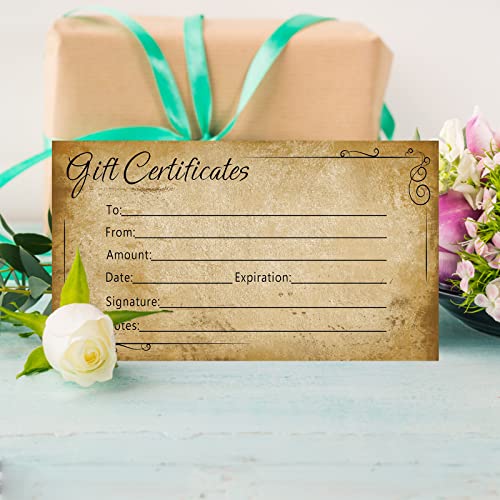 JINMIKEJI 50 Pcs Blank Gift Certificates Cards Generic Certificate Vouchers Cards for Business, Beauty Salon, Restaurant, Wedding Bridal, Birthday Holder, 3.5 x 7.5 Inch - Image 2