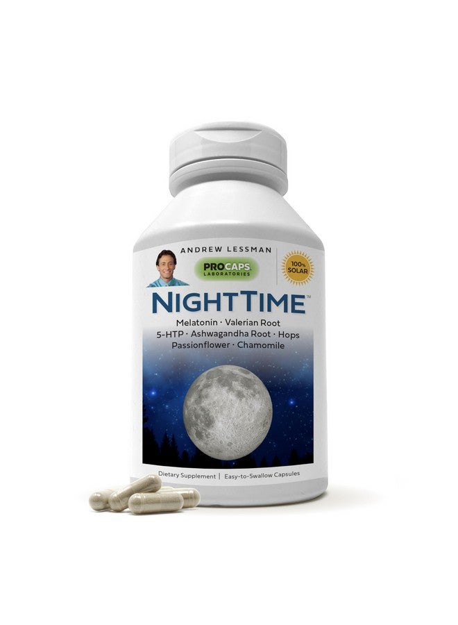 ANDREW LESSMAN Night Time 360 Capsules - 3mg Melatonin, Valerian, Ashwagandha, Passionflower, Hops, Chamomile. No Morning Hangover. Natural Support, Gentle Restful Sleep. Easy to Swallow Capsules - Image 1