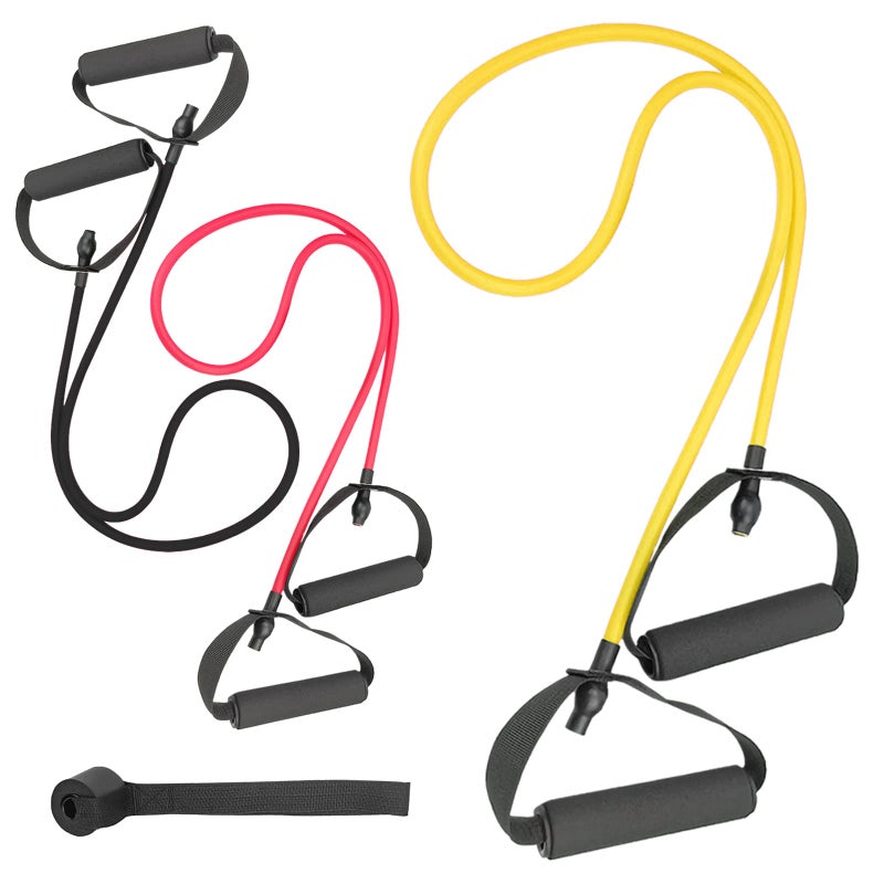 Rhinenet 3PCS Resistance Bands with Handles Strength Bands Exercise Bands Set with Handles Elastic Bands Workout Bands for Working Out Strength Training Muscle Toning Door Anchor and Workout Guide - Image 1