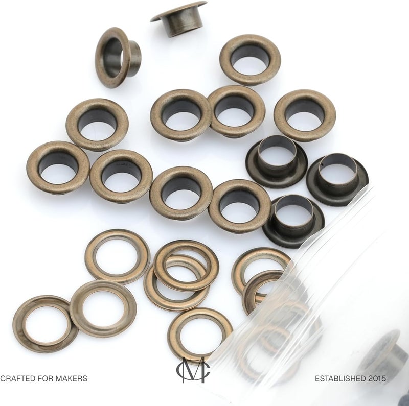 CRAFTMEMORE 3/16" (5MM) Hole Size 100 Sets Antique Brass Bronze Metal Grommets Eyelets with Washers for Bead Cores, Clothes, Leather, Canvas (Antique Brass) - Image 2