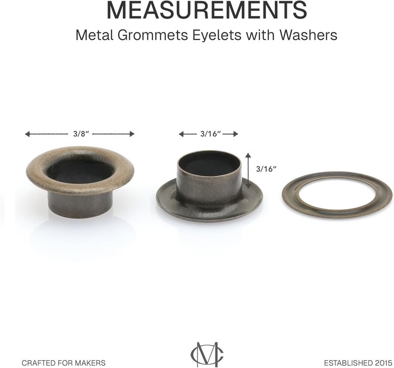 CRAFTMEMORE 3/16" (5MM) Hole Size 100 Sets Antique Brass Bronze Metal Grommets Eyelets with Washers for Bead Cores, Clothes, Leather, Canvas (Antique Brass) - Image 4