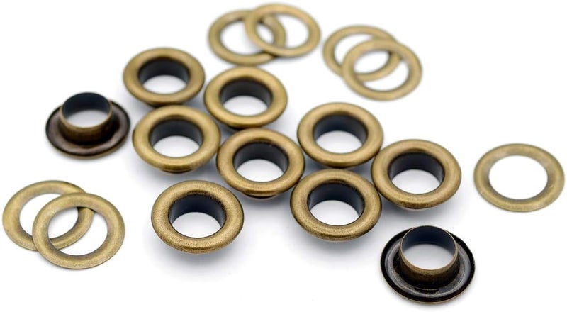 CRAFTMEMORE 3/16" (5MM) Hole Size 100 Sets Antique Brass Bronze Metal Grommets Eyelets with Washers for Bead Cores, Clothes, Leather, Canvas (Antique Brass) - Image 5