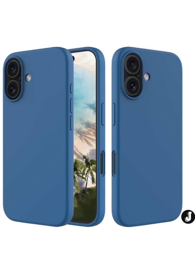 JAJEEK غطاء TPU أزرق غير لامع يناسب آيفون 16 - غطاء خلفي ناعم ومرن لحماية أنيقة - Image 1