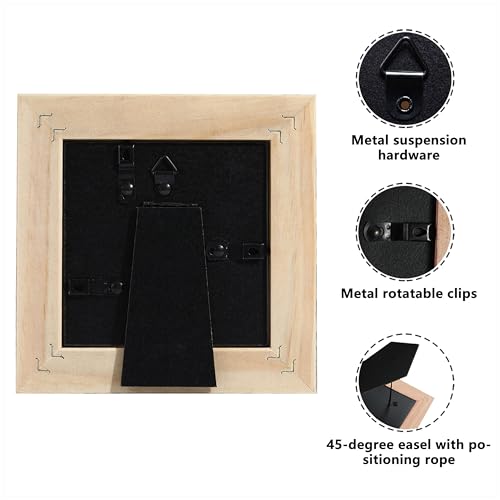 CORE ART 4x4 Picture Frame, Handmade Wood Rustic Black Photo Frame Set of 2, High Definition Semi-tempered Glass Wall or Tabletop Display - Image 3
