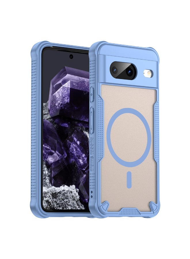 Cover For Google Pixel 8 Armor Glaze Magnetic Phone Case Raised edges around the screen and camera lens help prevent scratches - Blue - Image 1