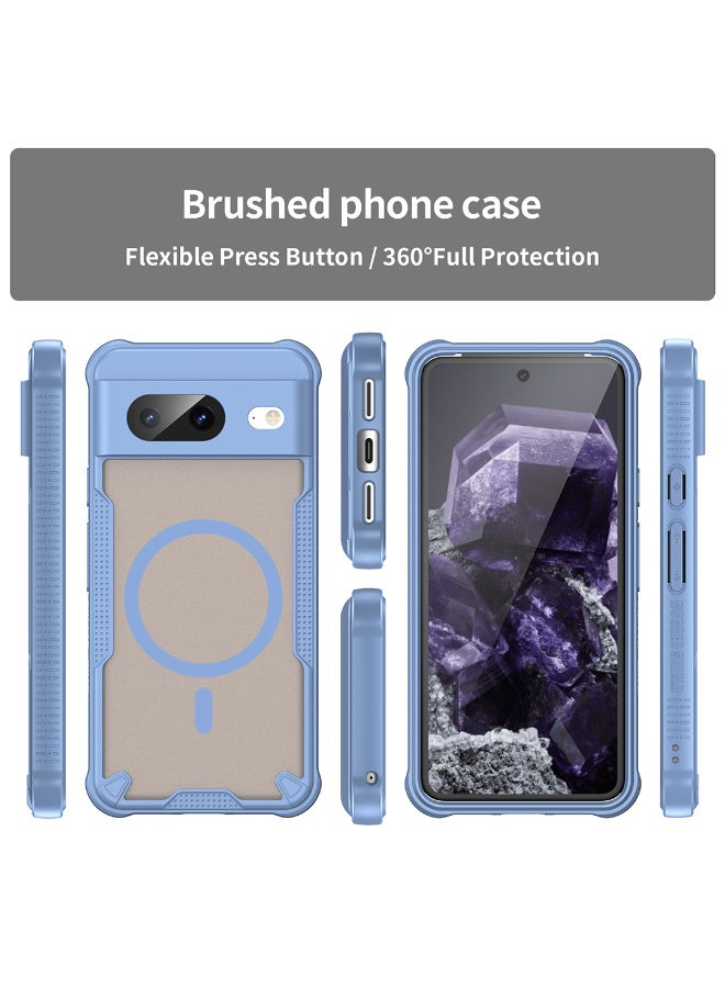 Cover For Google Pixel 8 Armor Glaze Magnetic Phone Case Raised edges around the screen and camera lens help prevent scratches - Blue - Image 4