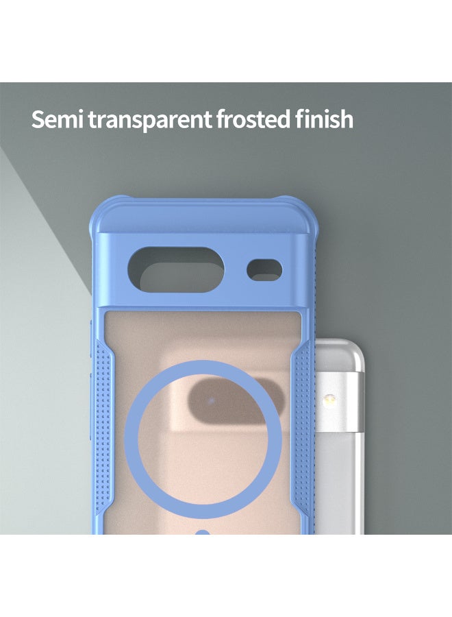 Cover For Google Pixel 8 Armor Glaze Magnetic Phone Case Raised edges around the screen and camera lens help prevent scratches - Blue - Image 3