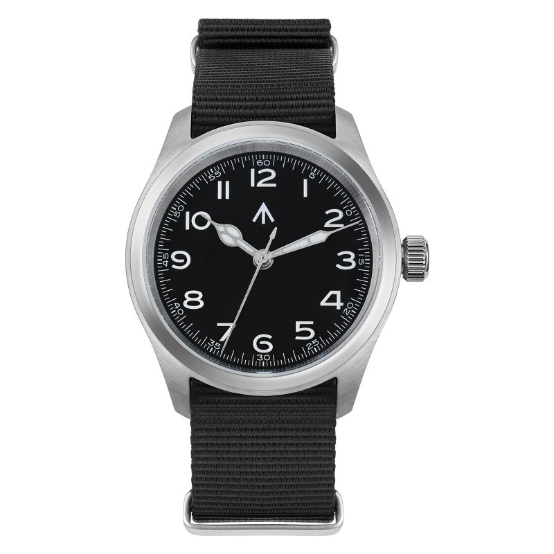 TACTICAL FROG Militado ML08 Japanese Sweep VH31 Field Watch 38mm Men's Military Watch Sapphire Crystal 10 ATM Waterproof Analog Watches for Men and Women, Black Dial BGW9 Light - Image 1