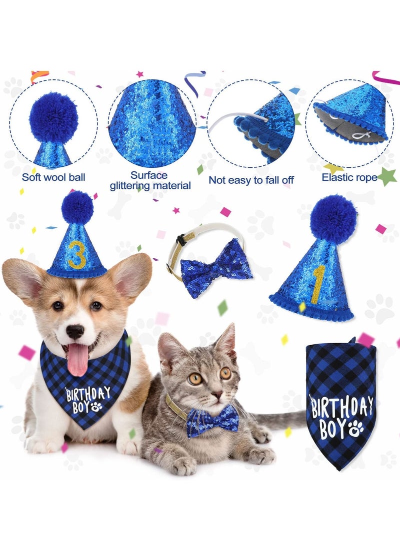 SYOSI Pet Dog Birthday Party Supplies, Party Decorations Including Cake Inserts, Triangle Scarves, Clothes, Shirts, Cute Dog Birthday Hats, Bow Ties and Ties for Puppy Birthday Party Costumes (Blue) - Image 5