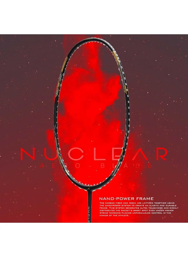 HUNDRED Nuclear 72 Carbon Fibre Unstrung Badminton Racket With Full Racket Cover For Intermediate Players (60G), One Size