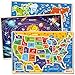 SYNARRY Large USA World Solar System Wooden Puzzles for Kids Ages 46 Wood Jigsaw Puzzles Educational Games Toys Gifts for Toddlers Learning United States World Space Maps for Boys Girls Ages 38 - Image 2