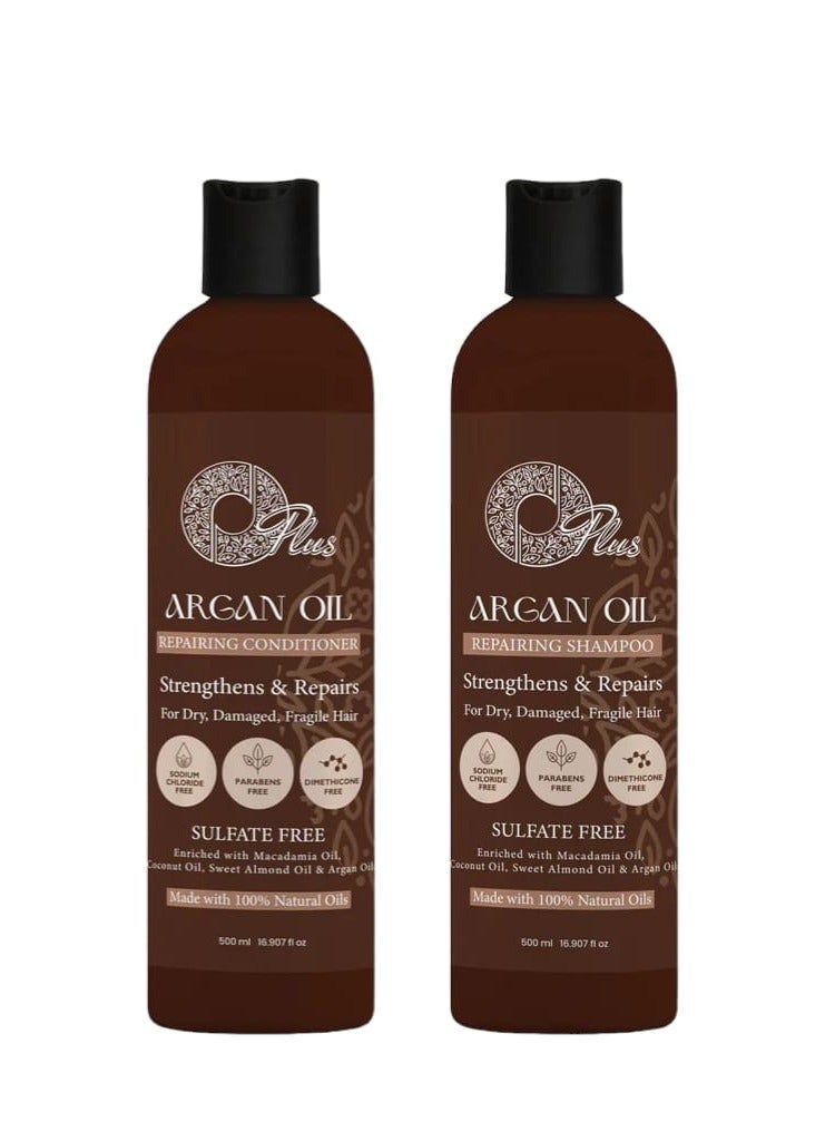 Oplus Argan oil set to strengthen and repair dry and damaged hair Shampoo 500 ml Conditioner 500 ml - Image 1