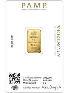 PAMP 24KT 999.9 Purity 5g Suisse Pamp  - Image 2