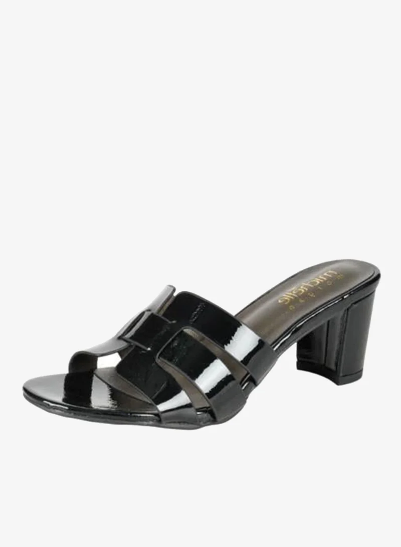 ميشيل مورجان صنادل ميشيل مورغان بكعب عريض للسيدات أسود