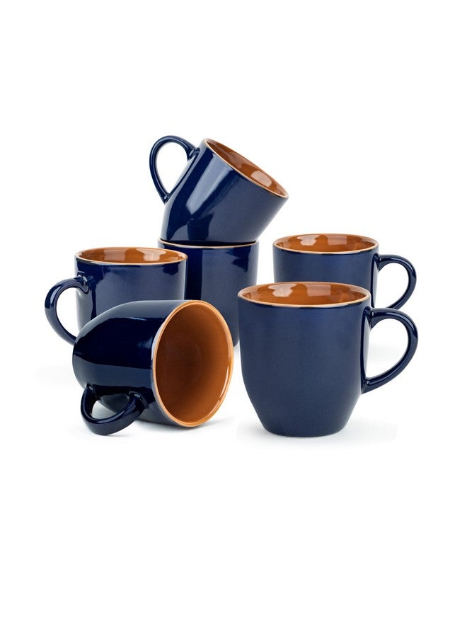 Shay طقم أكواب قهوة شاي السيراميك، مجموعة من 6، 300 مل، أزرق منتصف الليل | كوب متوسط | تشطيب لامع | طقم أكواب قهوة من الحجر الخزفي | كوب سيراميك | آمن للاستخدام في الميكروويف (كوب حليب أزرق منتصف الليل، مجموعة من 6) - Image 1